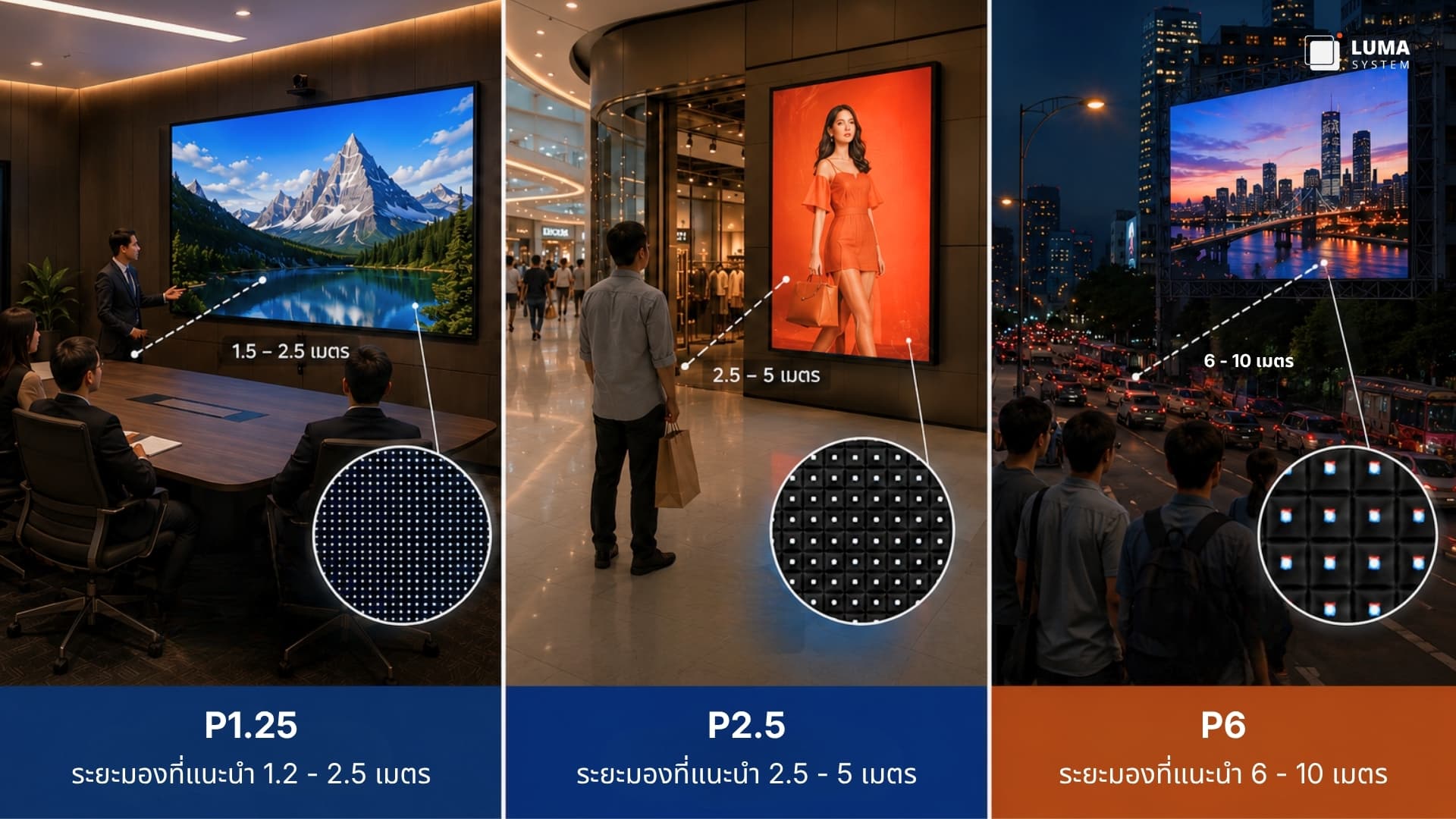 Pixel Pitch หรือ P Level คืออะไร? เลือก P เท่าไหร่ให้เหมาะกับระยะมองจอ LED